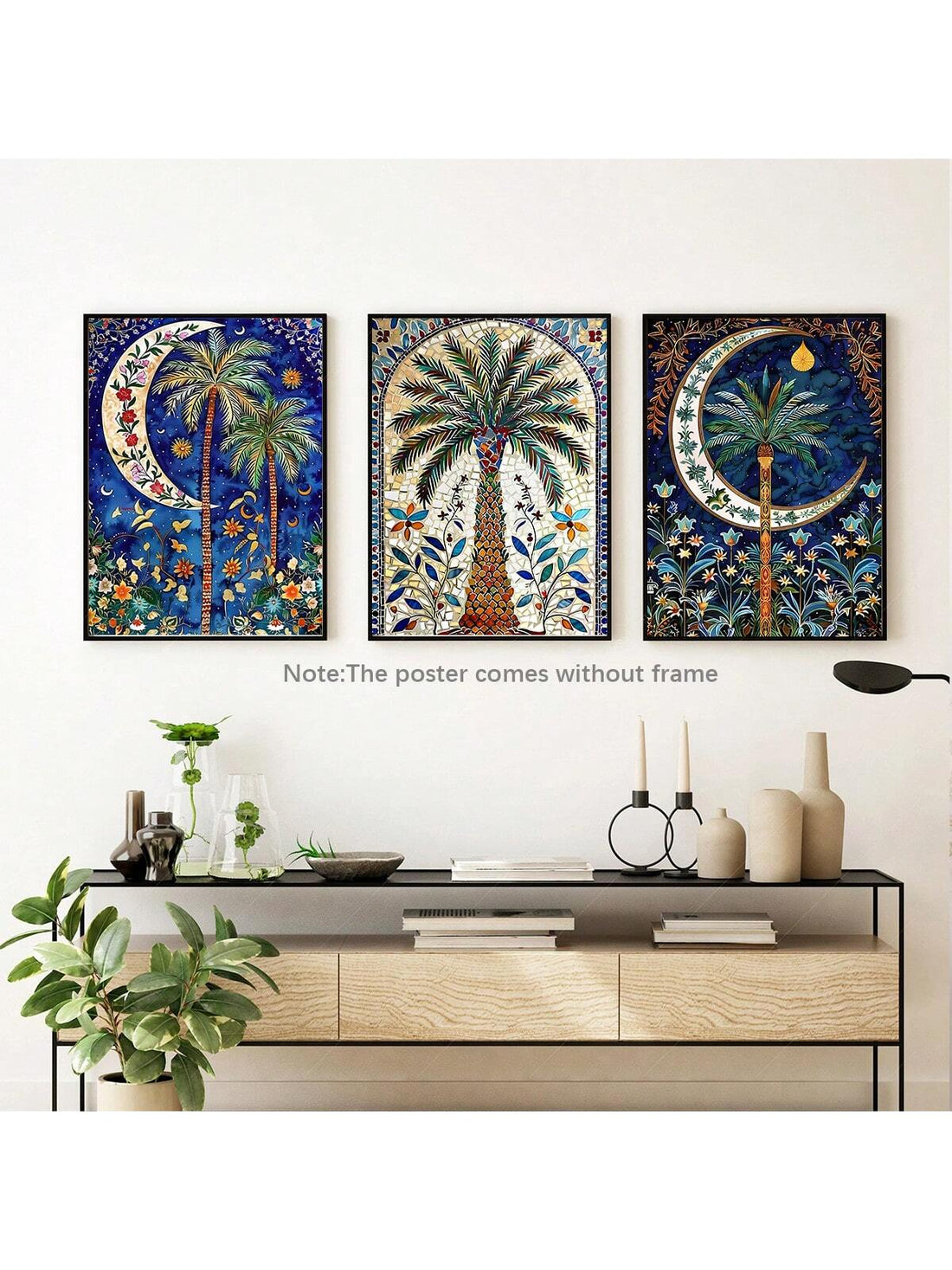 Jazz up your home decor with this elegant set of Islamic floral art canvases. Perfect for gifting, these 3-piece posters will add a touch of beauty to any room. Bring a unique and stylish twist to your space and inspire conversation (and compliments) from your guests.