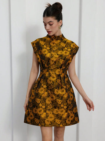 Turn heads in our flirty and charming Elegant Jacquard Mini Dress. With a French-inspired A-line silhouette and short sleeves, this dress is perfect for romantic dates. The elegant jacquard fabric adds a touch of sophistication to your look. Perfect for any occasion, you'll feel effortlessly chic in our mini dress. (Ooh la la!)