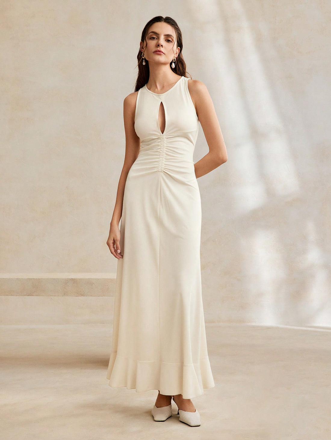 Get ready to turn heads in our Elegant Korean Style Halter Neck Pleated Ruffled Evening Gown! This stunning gown boasts a unique, playful design that will make you stand out at any event. The halter neck adds an elegant touch while the pleated ruffles add a fun twist. Perfect for a night out or a special occasion.