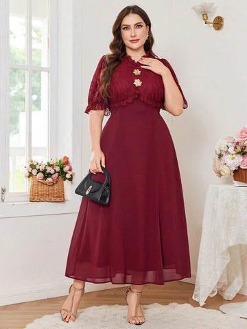 Turn heads with this Elegant Lace Patchwork Fitted Dress, designed to celebrate your curves and charm. Its delicate lace details and flattering fit make it the perfect pick for special occasions where you want to shine. Feel confident, feminine, and ready to dazzle all night long!