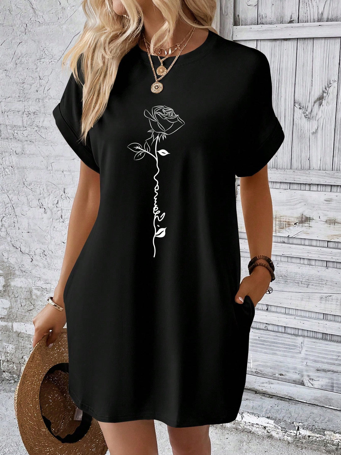 Turn up the charm with our Elegant Batwing Sleeve Dress, featuring a captivating rose flower print. The relaxed fit and stylish batwing sleeves will have you feeling effortlessly chic. Perfect for any occasion, this dress is sure to make a statement.