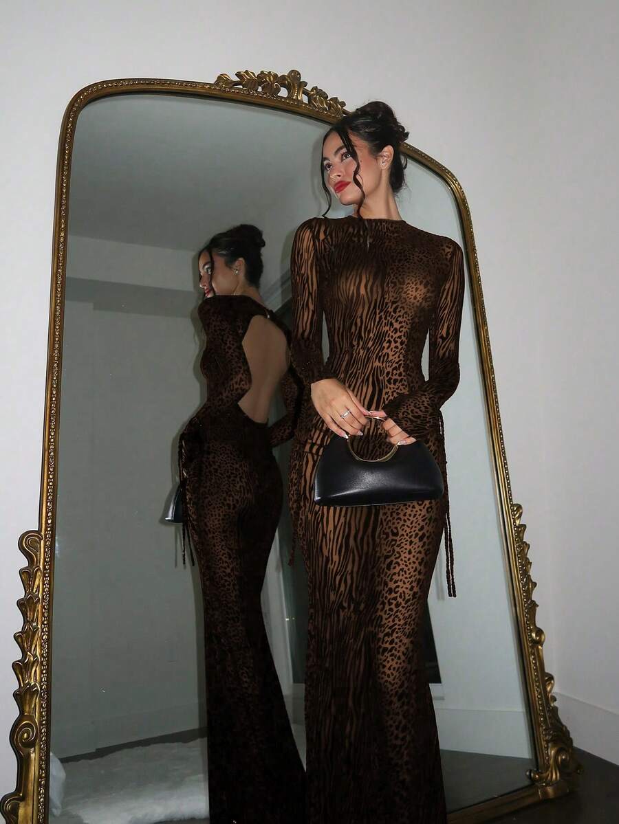 Turn heads in this stunning leopard print long sleeve dress that strikes the perfect balance between bold and sophisticated. The timeless animal pattern adds instant edge to your wardrobe, while the flattering silhouette keeps things undeniably chic. Long sleeves provide elegant coverage without sacrificing that show-stopping appeal. Whether you're heading to a night out or elevating your everyday style, this dress delivers confidence with every wear. A versatile piece that proves leopard print is always in