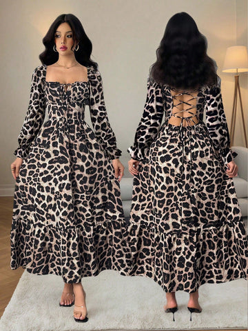 Step out in style with this playful yet elegant leopard print dress. Featuring long sleeves and a charming bowknot, it’s designed to turn heads at weddings, parties, or cozy winter gatherings. The unique print adds a wild touch, while the silhouette keeps it classy and fun, making it your go-to dress for any special occasion.