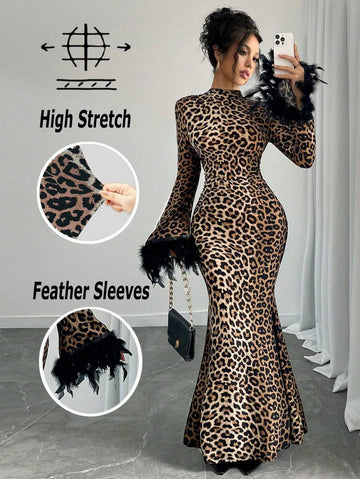 Exude Wild Sophistication in Our Elegant Leopard Print Maxi Dress with Feather Sleeves!

Experience the breathtaking fusion of high-octane glamour and sharp, modern architectural tailoring. This stunning leopard print maxi dress is meticulously designed for the woman who values a high-fashion, "maximalist luxury" approach to event dressing—the ultimate centerpiece for prestigious winter galas, exclusive New Year’s Eve parties, and high-authority autumn social gatherings.

Iconic Leopard Artistry: Featuring 