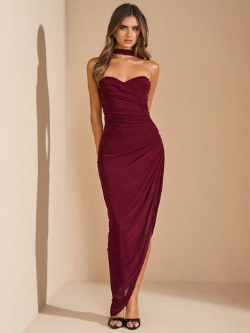 Make a statement without saying a word in our long black ruched bodycon dress! This strapless stunner hugs your curves in all the right places, taking you from mimosa-filled brunches to beachside "I do's" with effortless glam. Pack this versatile beauty for your next getaway – because vacation photos deserve this level of fabulous!