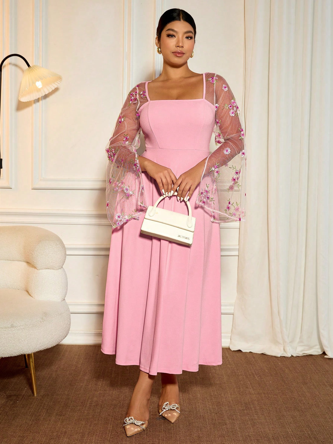 Step into summer with this Elegant Long Mesh Patchwork Dress, designed to turn heads at every occasion. Lightweight and airy, its delicate mesh patchwork lets you stay cool while looking effortlessly chic. Flowing to the floor with graceful movement, this dress adds a playful touch to your warm-weather wardrobe. Whether it's a garden party or an evening soirée, enjoy a perfect blend of comfort and style that makes every moment feel special.