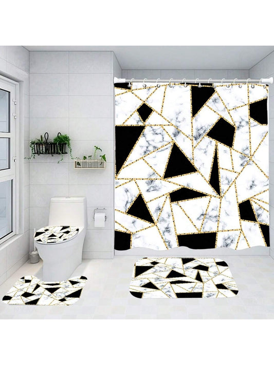 Transform your bathroom into a charming and peaceful retreat with our Cute Cow &amp; Yak Bathroom Set.Increase the style and safety of your bathroom with our Elegant Marble Triangle Shower Curtain Set. Made with non-slip rug and a toilet lid cover, this set brings together elegance and practicality in one package. Enjoy the benefits of a stylish and secure shower experience with our set.