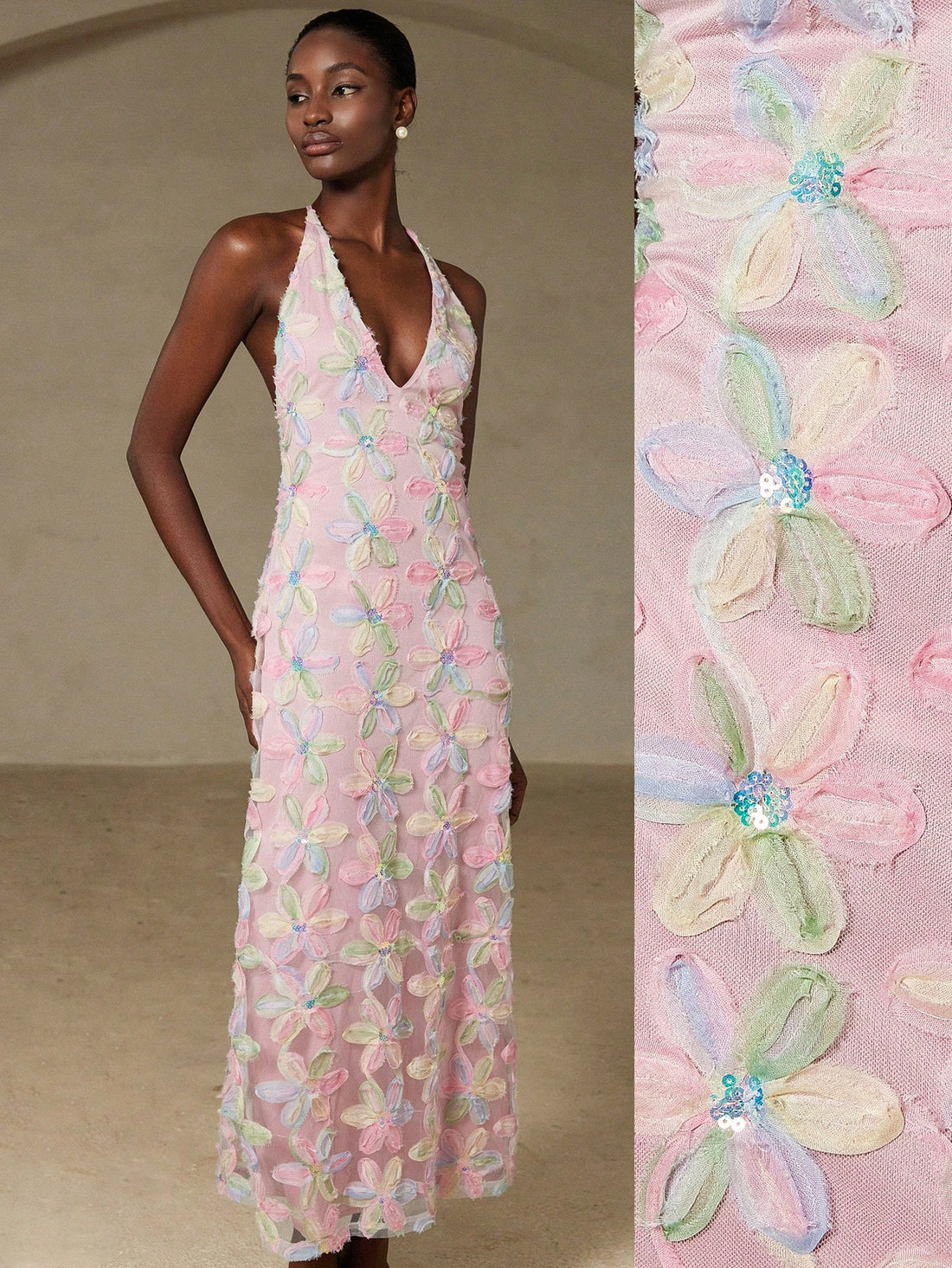 Turn heads on your next romantic date night with this Elegant Maxi Dress. Crafted from luxurious French lace and shimmering sequins, its bodycon fit highlights your silhouette with a playful touch of glamour. Perfect for making unforgettable memories, this dress combines sophistication and sparkle to keep you feeling confident and radiant all evening long.