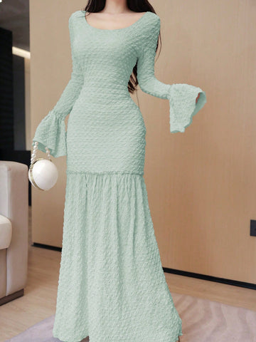 Slip into this showstopping mermaid hem bodycon dress and watch jaws drop! With flirty flare sleeves that dance with your every move, this figure-hugging stunner is your secret weapon for date nights. Hug every curve in all the right places while the dramatic mermaid hem adds that extra splash of drama. Who needs a glass slipper when you've got this dress in your closet?