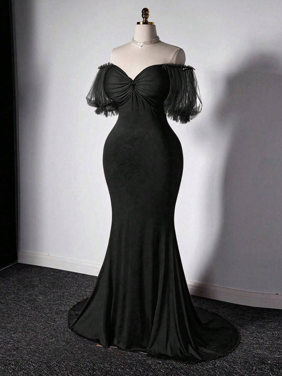 Dive into elegance with this show-stopping mermaid maxi dress designed to make waves at any event. The cinched waist creates a flattering silhouette that hugs your curves in all the right places, while the flowing mermaid hem adds drama and movement with every step. Crafted from luxurious fabrics, this gown delivers red-carpet glamour for weddings, galas, and unforgettable nights out. Whether you're the guest of honor or turning heads on the dance floor, this dress promises to make you feel like the absolut