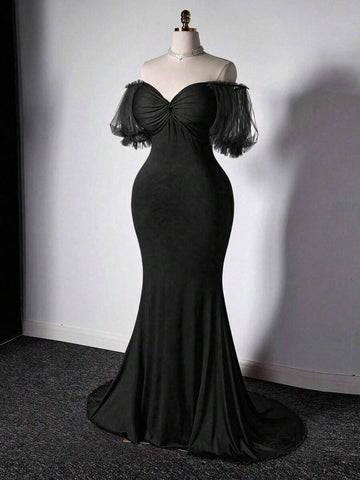 Dive into elegance with this show-stopping mermaid maxi dress designed to make waves at any event. The cinched waist creates a flattering silhouette that hugs your curves in all the right places, while the flowing mermaid hem adds drama and movement with every step. Crafted from luxurious fabrics, this gown delivers red-carpet glamour for weddings, galas, and unforgettable nights out. Whether you're the guest of honor or turning heads on the dance floor, this dress promises to make you feel like the absolut