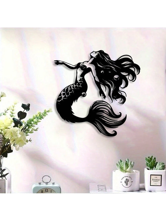 Upgrade your home decor with our Elegant Mermaid Wall Art. This vintage metal sculpture will add a captivating touch to any indoor space. Crafted with detail, this piece is sure to impress with its unique design. Elevate your space with a touch of elegance.