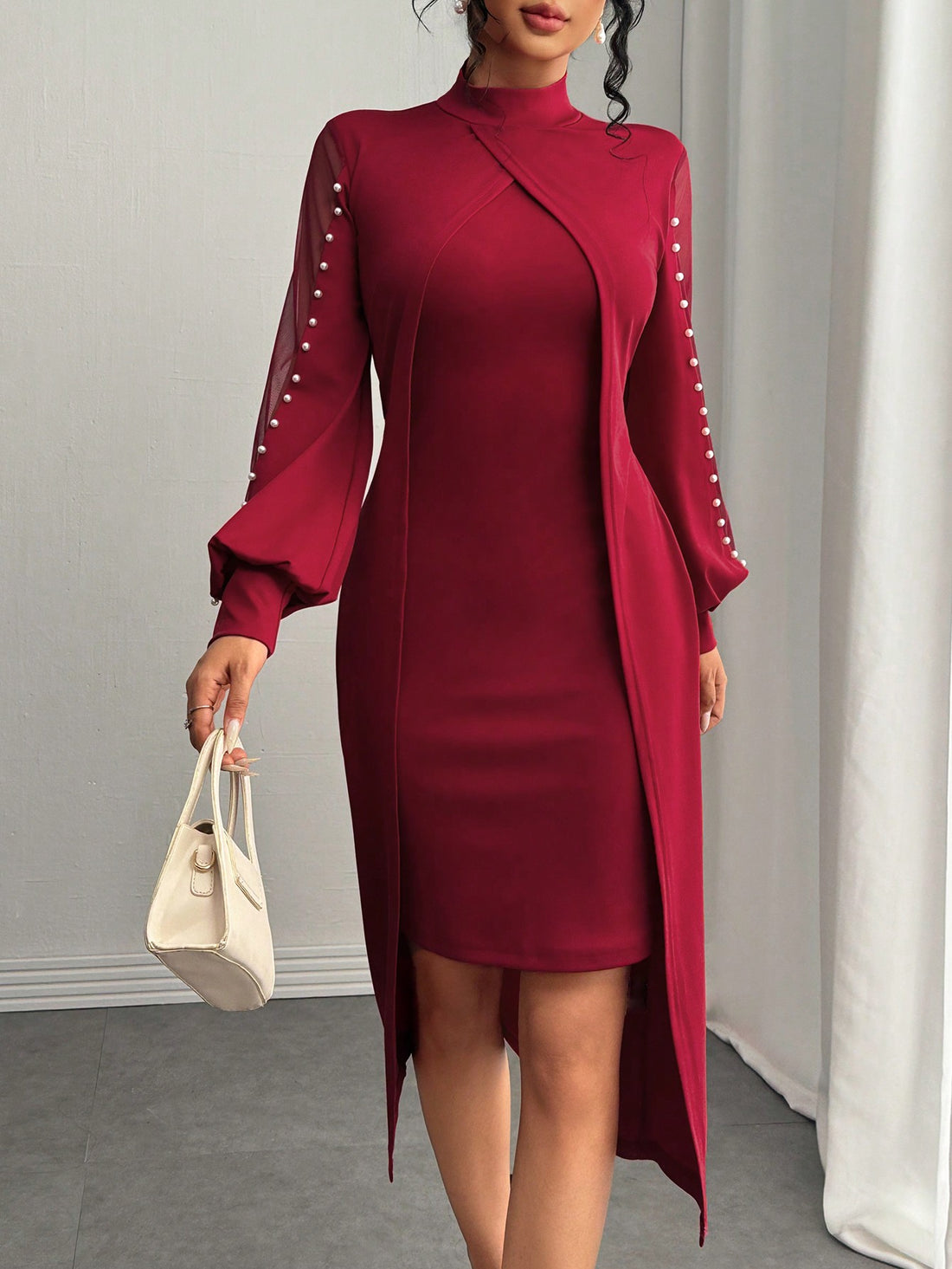 Step into autumn with this elegant and playful Mesh Contrast Round Neck Shift Dress. With its unique design and comfortable fit, this dress is perfect for any occasion. Embrace your individuality and stand out in this chic maxi outfit!