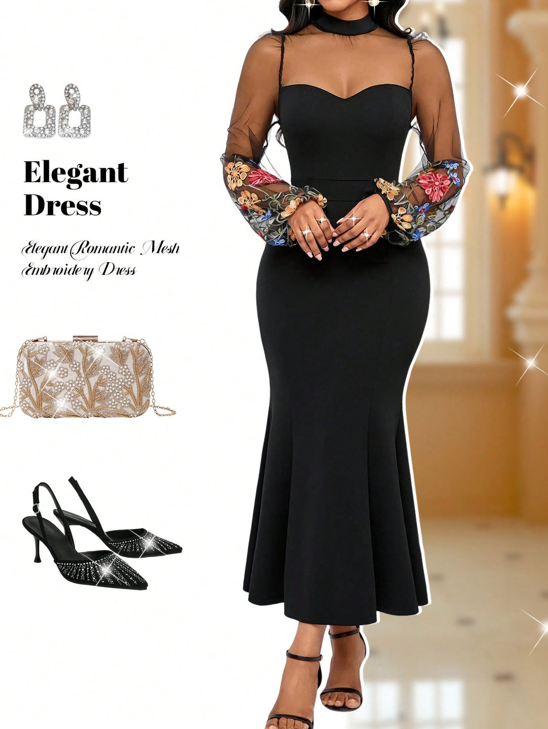 Spice up your spring and summer wardrobe with our Elegant Mesh Embroidery Lantern Sleeve Fishtail Dress! Perfect for romantic holidays, this dress features intricate embroidery and playful lantern sleeves. Make a statement and turn heads wherever you go.