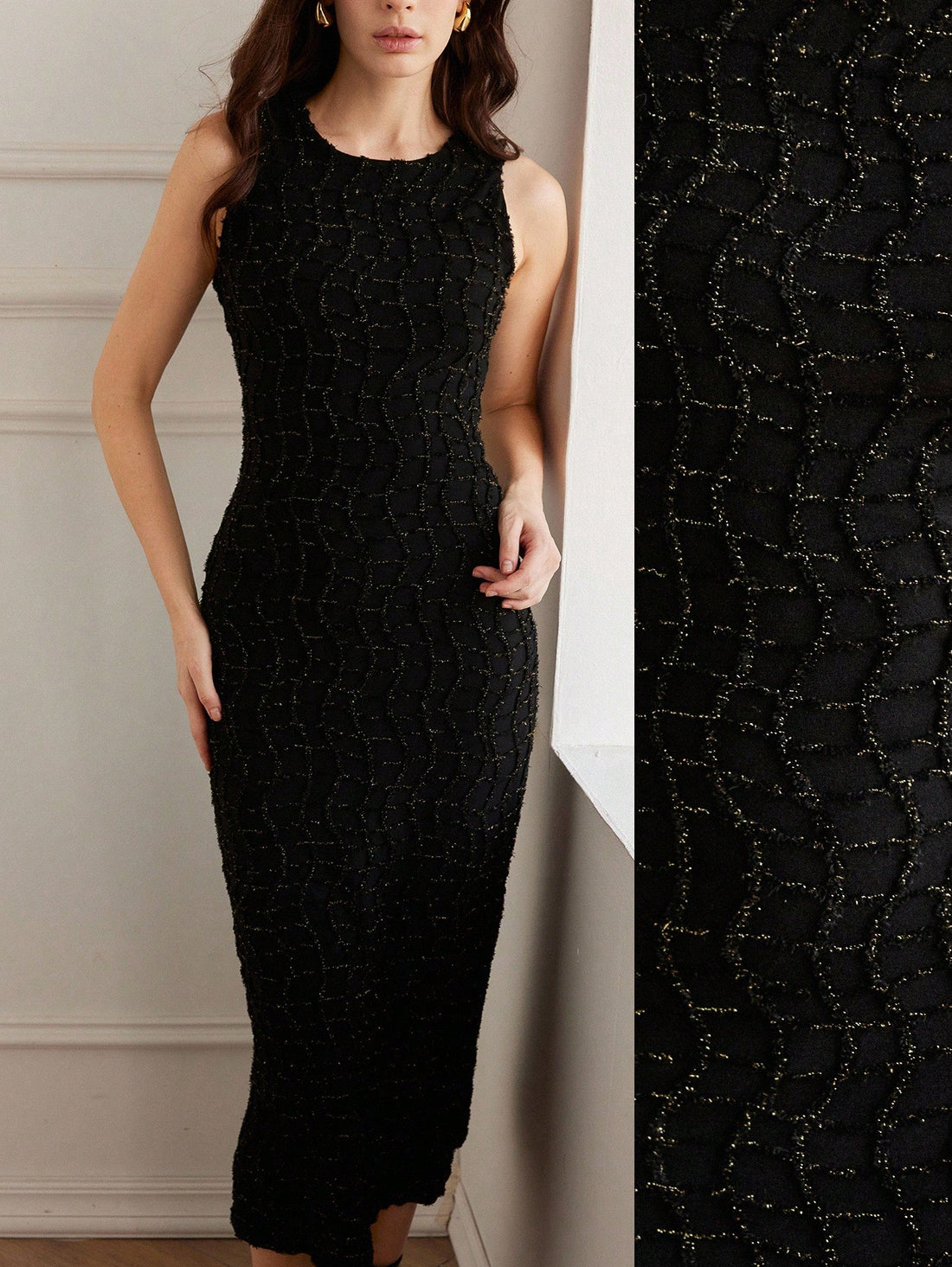 Step into the spotlight with this playful metallic fringe clubwear dress. Its sleeveless round neck design keeps you cool while the shimmering fringes dance with every move. The back slit adds a flirty twist, and the zipper ensures a perfect fit. Ideal for turning heads at any evening event or night out, this gown mixes glamour with fun effortlessly.