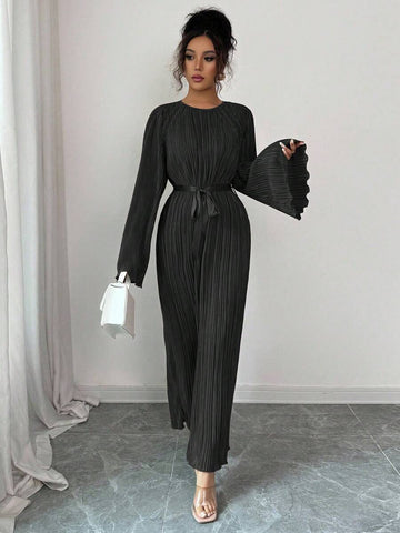 Twirl into sophistication with this stunning midi dress that's equal parts graceful and fun. The flared sleeves add a whimsical touch while the pleated waist tie cinches your silhouette beautifully, creating an effortlessly chic look. Perfect for brunch dates, garden parties, or whenever you want to feel like the most elegant version of yourself. This dress proves that timeless style doesn't have to be boring—it just has to be this good.