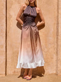 Step into summer with this Elegant Mocha Ombre Halter Dress, perfect for sunny outings and beachside fun. Its flowing silhouette and warm mocha hues blend effortlessly, giving you a chic yet relaxed vibe. The halter neckline adds a flirty touch, making it your go-to dress for effortless style and comfort under the sun.