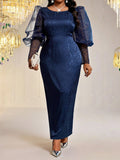 Slip into sophistication with this stunning navy blue plus-size dress that's ready to steal the spotlight at any celebration. Crafted for curves and confidence, this elegant piece features a flattering silhouette that moves beautifully with you. Whether you're heading to a wedding, gala, or special night out, this dress delivers timeless style with a modern edge. The rich navy hue pairs effortlessly with any accessories, making it your go-to choice for looking absolutely fabulous. Dress up or dress down—thi