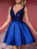 This elegant navy blue sequin satin maxi dress is perfect for weddings, parties, and graduations. The flared hem adds a touch of sophistication, while the sequins add a touch of glam. Shine and stand out at any special occasion with this stunning dress.