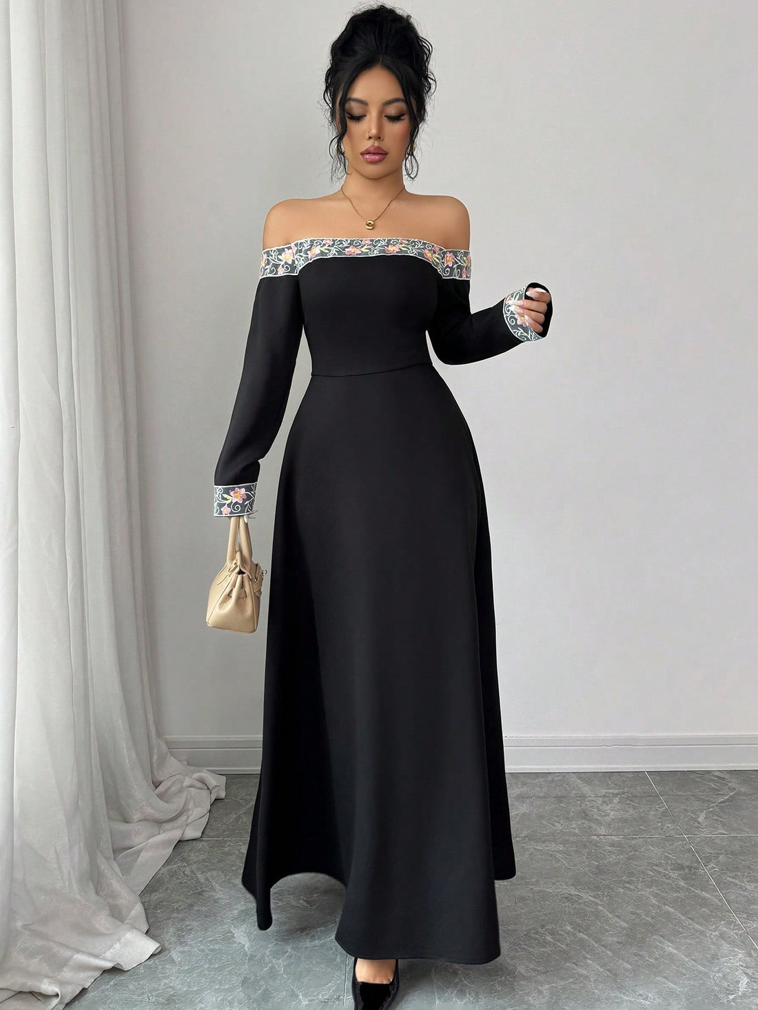 Escape to your most stylish self in this charming off-shoulder dress that whispers romance with delicate floral embroidery. The relaxed neckline frames your shoulders beautifully while the intricate details add that perfect touch of elegance without trying too hard. Whether you're strolling through spring gardens or catching autumn breezes on a getaway, this versatile piece transitions effortlessly from day adventures to evening moments. Comfortable, flattering, and undeniably Instagram-worthy—your vacation