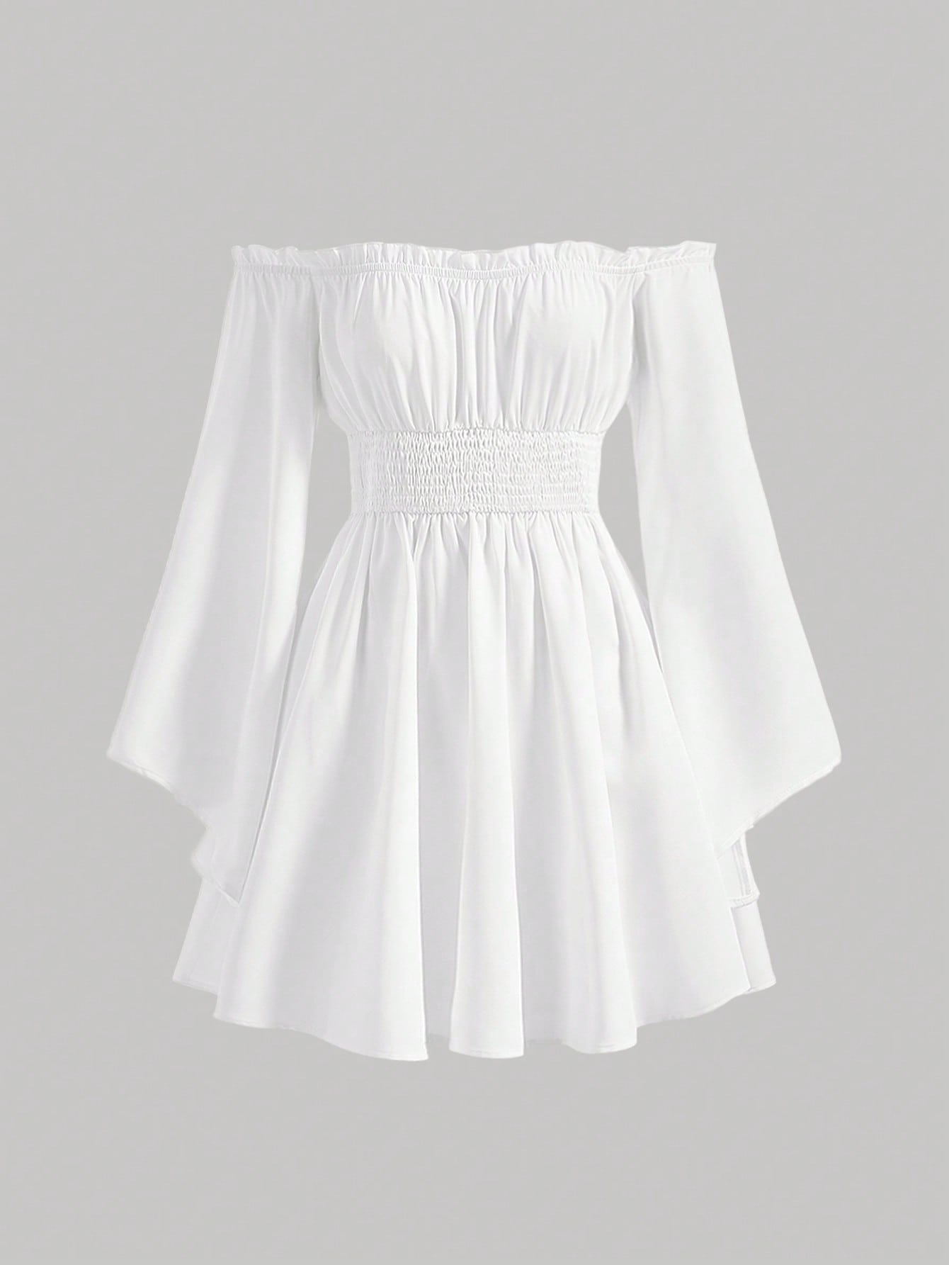 This playful white dress shines with its off-shoulder design and charming frill trim, perfect for adding a flirty touch to your style. The flounce sleeves bring fun movement and a breezy vibe, making it ideal for sunny days or special occasions. Effortlessly stylish and full of personality, this dress lets you shine with a dash of whimsy wherever you go.