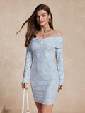 This gorgeous off-the-shoulder blue dress is perfect for any occasion! With its elegant design, it's sure to turn heads. Whether you're attending a wedding, a fancy dinner, or a night out with friends, this dress has got you covered. Comfortable and flattering, it's a must-have for any fashion-forward woman.