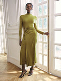 Step into autumn magic with this Elegant Olive Green Long Sleeve Dress, featuring a chic metal ring detail that adds just the right touch of sparkle. Perfect for weddings and special occasions, its flattering silhouette combines comfort with style, making you feel fabulous as you celebrate. This dress is your go-to for turning heads and catching compliments all season long!