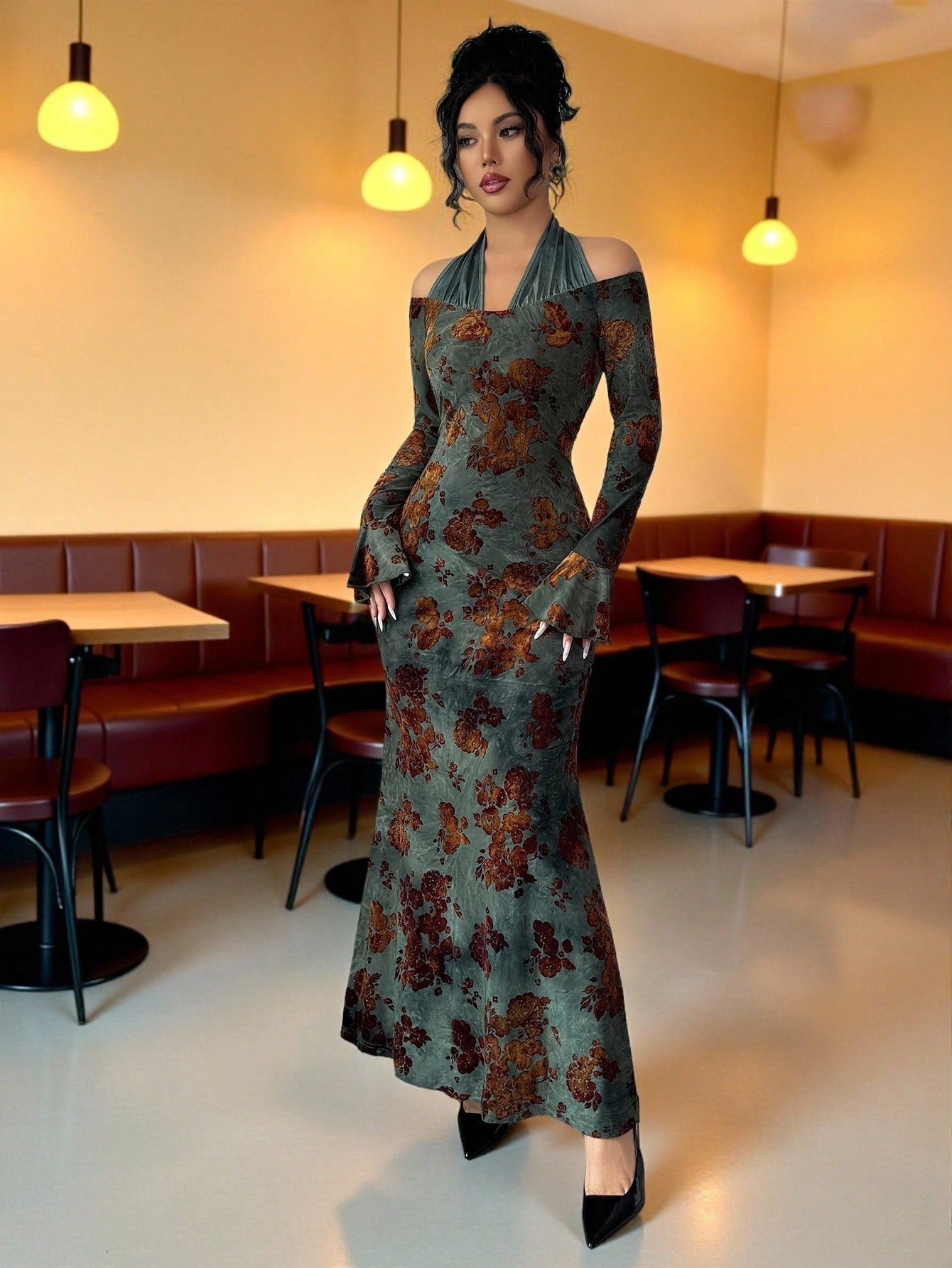Elevate your party wardrobe with this striking olive green tie-dye bodycon dress. The off-shoulder silhouette creates a sophisticated, modern look while the fitted design flatters your figure. Unique tie-dye detailing adds artistic flair and visual interest, making this piece stand out at any celebration. Whether you're attending a Christmas gathering or Halloween event, this versatile dress transitions seamlessly between occasions. The bodycon cut offers a sleek, polished appearance that works beautifully 
