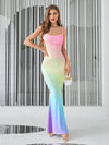 Exude confidence and elegance with the Elegant Ombre Draped Collar Mermaid Hem Cami Dress. This stunning dress features a beautifully draped collar and a flattering mermaid hemline. Its ombre color scheme adds a touch of sophistication to any occasion. Elevate your style with this timeless dress, perfect for formal events or special occasions.