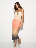 Step into the spotlight with this Elegant Ombre Midaxi Dress featuring dazzling chain straps. Its flattering mid-length silhouette and dreamy color gradient make it your ideal partner for summer weddings or any special occasion. Float through the night with effortless charm and a touch of sparkle that’s sure to turn heads.