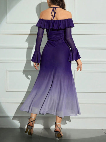 Turn heads with our Elegant Ombre Ruffle Trim Spaghetti Strap Dress. The ombre design and ruffle trim add a touch of elegance to this playful dress. Perfect for a fun night out or a dressy occasion. (Slay the fashion game with this trendy dress!)