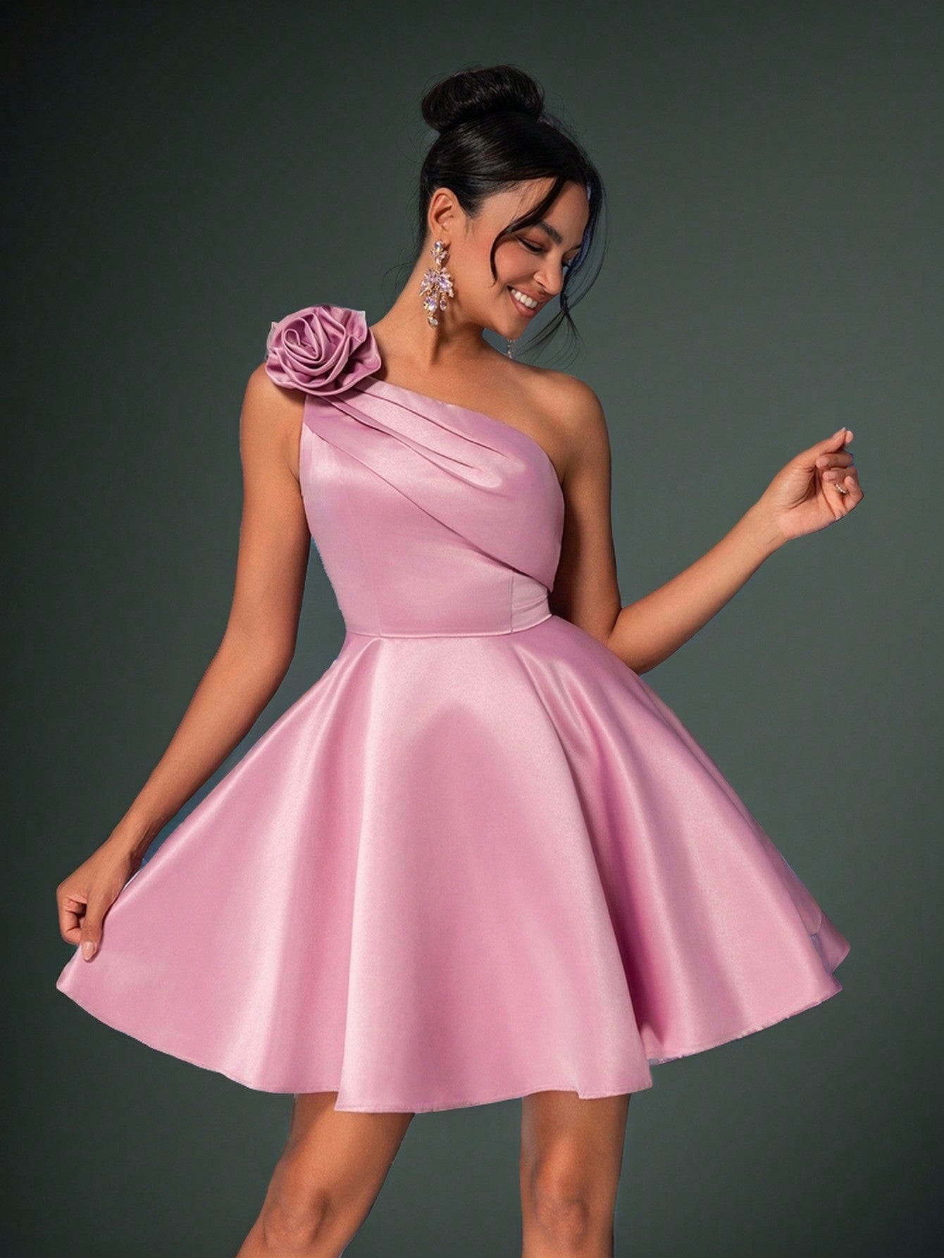 Be the center of attention with our Elegant One-Shoulder Floral Gown in Lotus Pink. Perfect for weddings, graduations, and prom, this gown exudes sophistication and style. Featuring a flattering one-shoulder design and a stunning floral pattern, make a statement at your next special occasion.
