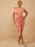 Turn heads on your next getaway with this playful Elegant One-Shoulder Plus Size Pleated Maxi Dress. Its flowing pleats and flattering one-shoulder design create effortless vacation vibes, while the plus-size cut ensures comfort and confidence all day long. Perfect for beach strolls or sunset dinners, this dress combines ease and elegance with a cheeky twist.