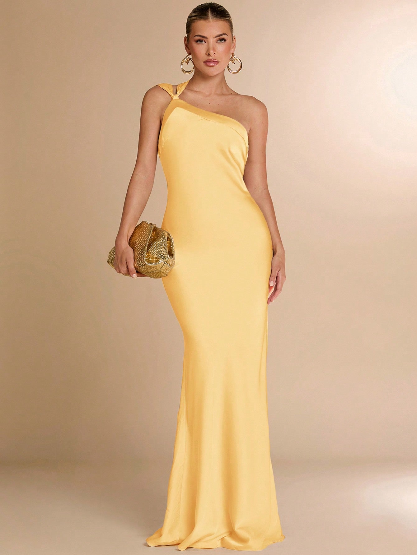 one shoulder satin slip dress Galvan + Ibiza One-Shoulder Silk-Satin Slip Dress