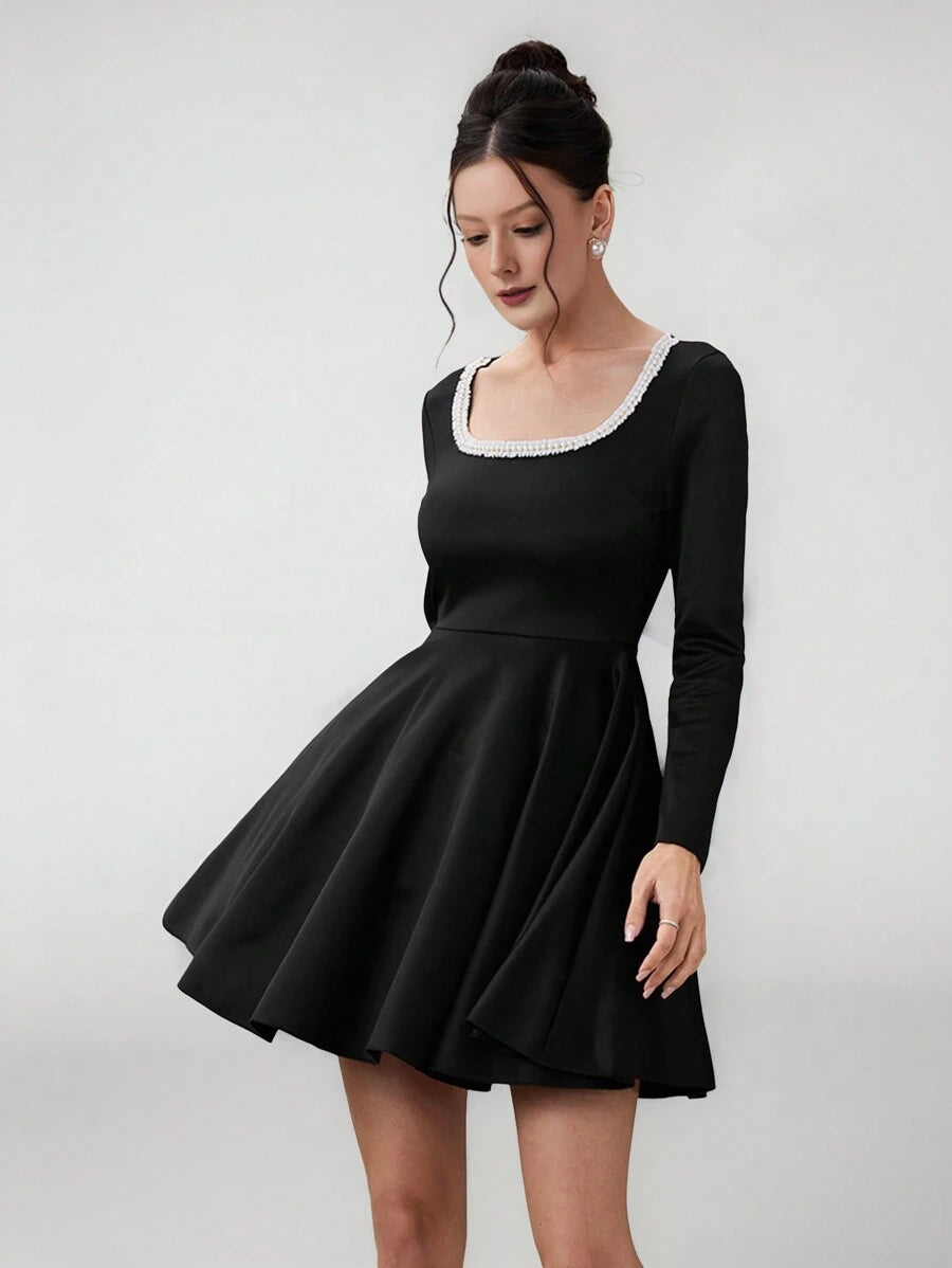 Slip into sophistication with this stunning pearl-embellished party dress that turns heads at every celebration. Delicate pearls cascade across the fabric, catching light with every movement for an enchanting shimmer. The flattering silhouette hugs in all the right places while the elegant design works beautifully for weddings, galas, and special occasions. Whether you're a guest of honor or stealing the spotlight, this dress delivers timeless glamour with a modern twist. Comfort meets style in a piece you'