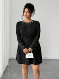Slip into sophistication with this stunning pearl-embellished metallic dress that transforms any evening into a moment to remember. The shimmering long sleeves catch the light beautifully, while delicate pearl details add a touch of timeless glamour. Whether you're heading to a special celebration or a night out, this dress delivers that perfect balance of elegance and modern flair. Designed to make you feel confident and radiant, it's the kind of piece that gets compliments all night long. Elevate your eve