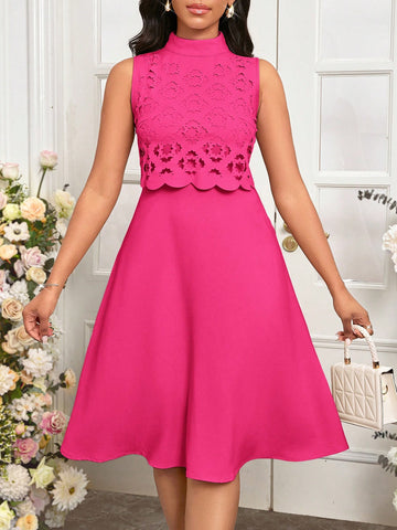 Look chic and sophisticated in our Elegant Pink A-Level Dress. The exquisite hollow design adds a touch of elegance to your daily commute, making you stand out from the crowd. Stay stylish and turn heads all day long.