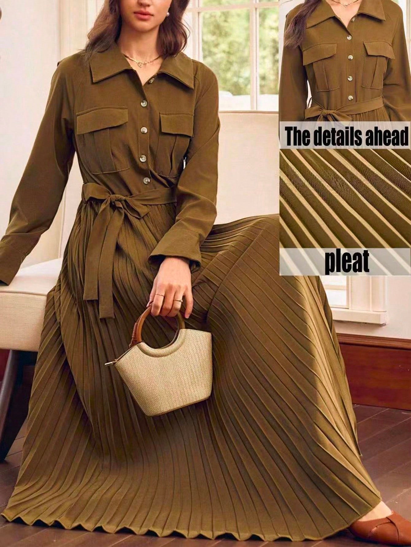 Twirl into the season with this stunning pleated dress that effortlessly blends romance with sophistication. The delicate pleating adds graceful movement and dimension, while the refined silhouette flatters every figure. Perfect for autumn and winter gatherings, this versatile piece transitions seamlessly from brunch to evening events. Crafted with elegance in mind, it's the dress you'll reach for again and again when you want to feel absolutely fabulous.