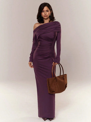 violet bodycon dress Delray Long Sleeve Bodycon Dress in Lycra Ultra Violet