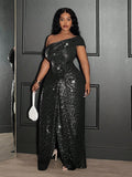 Make a stunning entrance with this Elegant Plus-Size One-Shoulder Black Maxi Dress. Featuring a daring slit and a chic twisted hem, it’s designed to keep you comfortable and confident on any party date. The one-shoulder style adds a flirty flair, making every move feel effortlessly glamorous. Perfect for those nights when you want to shine with ease and charm.