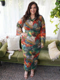 Embrace your curves with this stunning tie-dye fall dress designed specifically for pear-shaped figures! The flowing flare sleeves add a touch of whimsy while the strategic cut balances your silhouette beautifully. Rich autumn hues swirl across soft fabric that drapes elegantly, creating movement and dimension. Perfect for transitioning from summer to fall, this plus-size beauty celebrates your shape with playful style and undeniable charm. Dress it up for special occasions or down for everyday flair—either