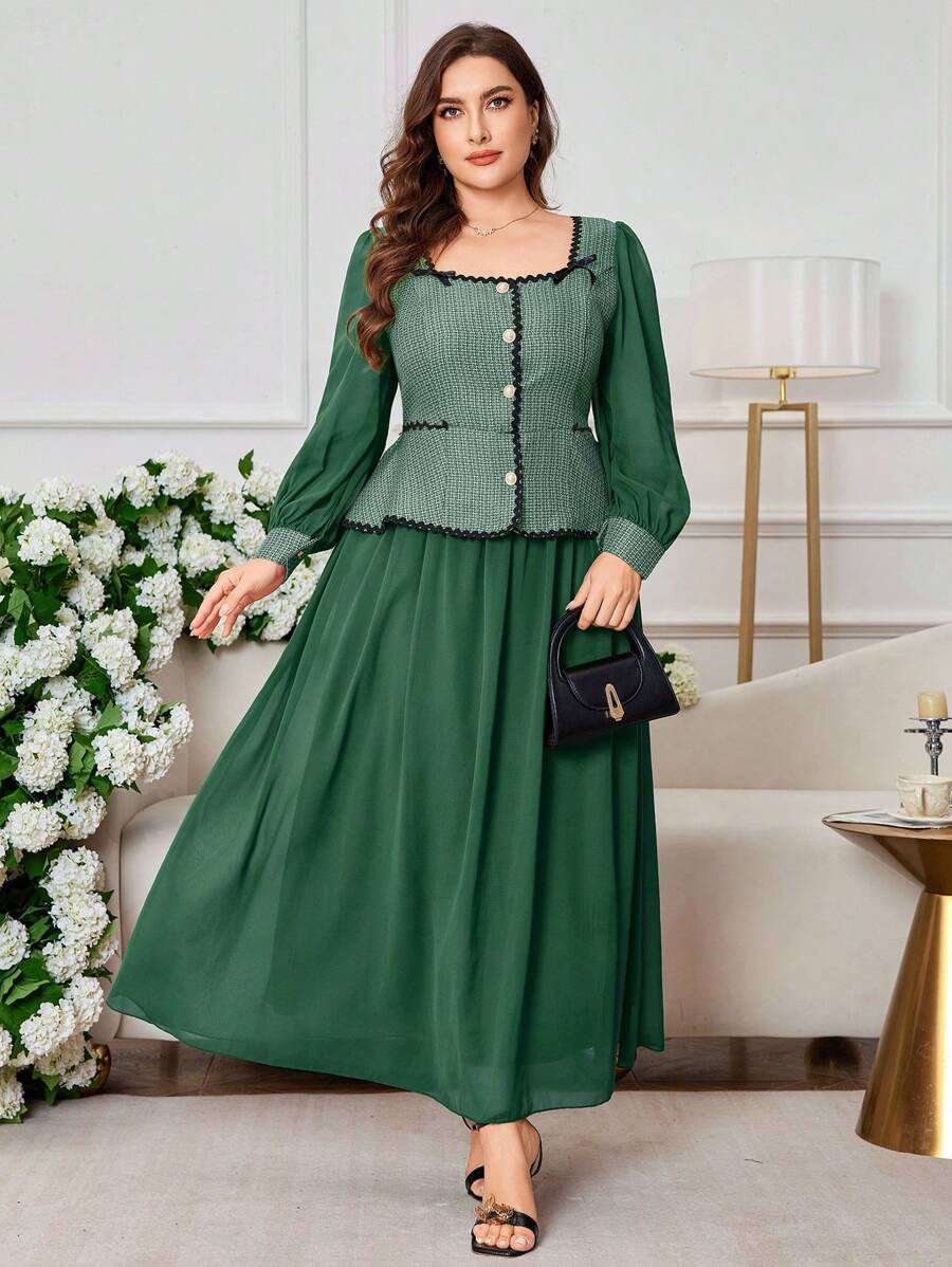 Step into style and comfort with this Elegant Plus Size 2-in-1 Dress featuring a charming square neck. Designed to flatter your curves, its versatile 2-in-1 design lets you switch up your look effortlessly, making it your go-to for everything from brunch dates to evening soirees. Feel confident and fabulous no matter where the day takes you!