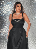 Step into the spotlight with this Elegant Plus Size A-Line Dress, sparkling with dazzling rhinestone embellishments. Perfect for parties and galas, its flattering silhouette ensures you’ll feel confident and fabulous all night long. Celebrate your curves with a dress that’s as fun and radiant as you are!