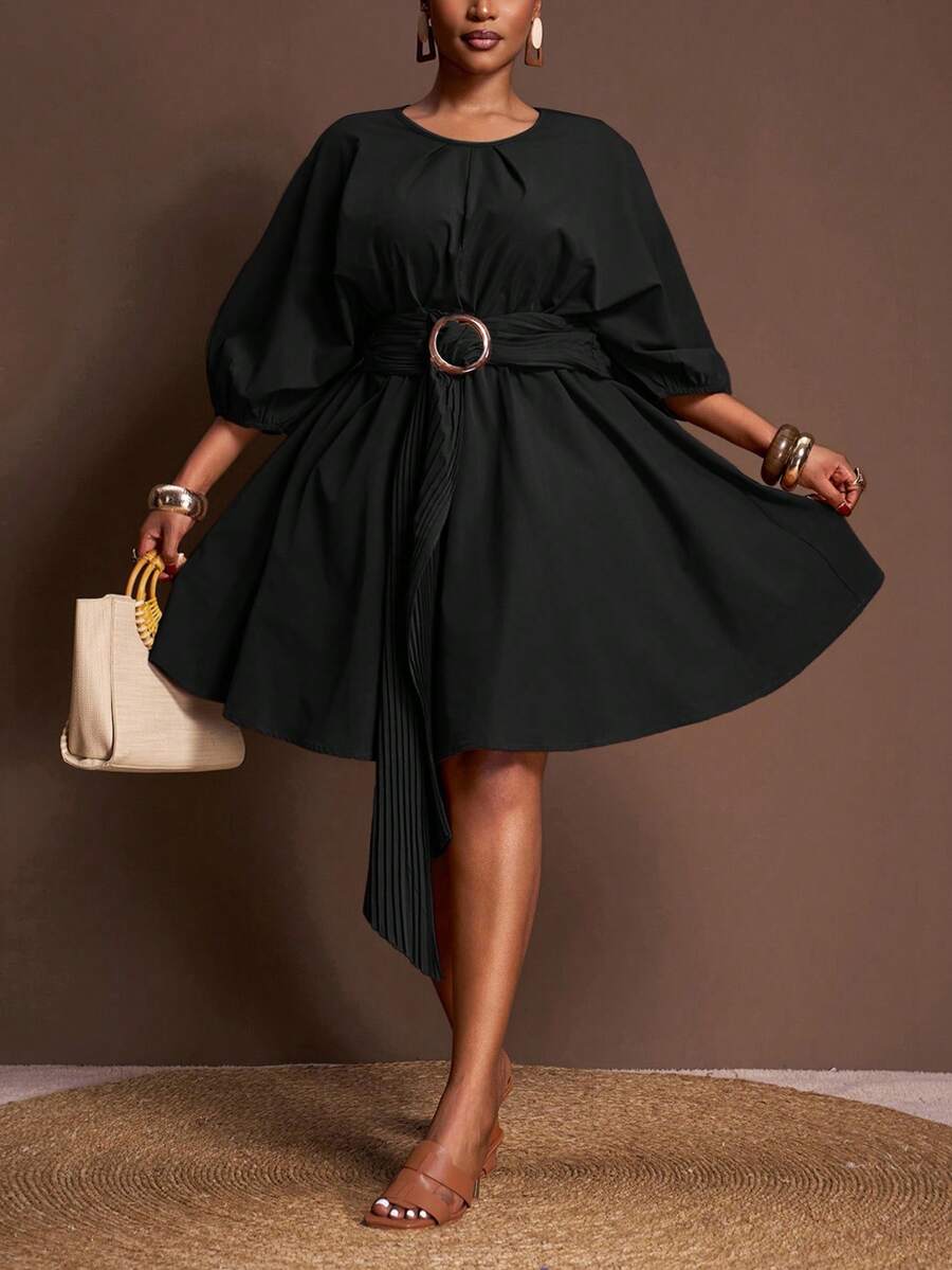 Flatter your curves and turn heads with this Elegant Plus Size A-Line Mini Dress. Featuring whimsical lantern sleeves and a adjustable drawstring waist, it offers a playful fit that moves with you. Perfect for any occasion, this dress combines comfort and charm to keep you feeling fabulous all day or night.