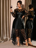 Turn heads effortlessly in this Elegant Plus Size Party Dress featuring a playful asymmetric hem that adds a flirty twist to your look. The chic PU contrast highlights your curves, while breathable mesh details keep you comfortable on the dance floor. Perfect for making a stylish statement at any celebration!