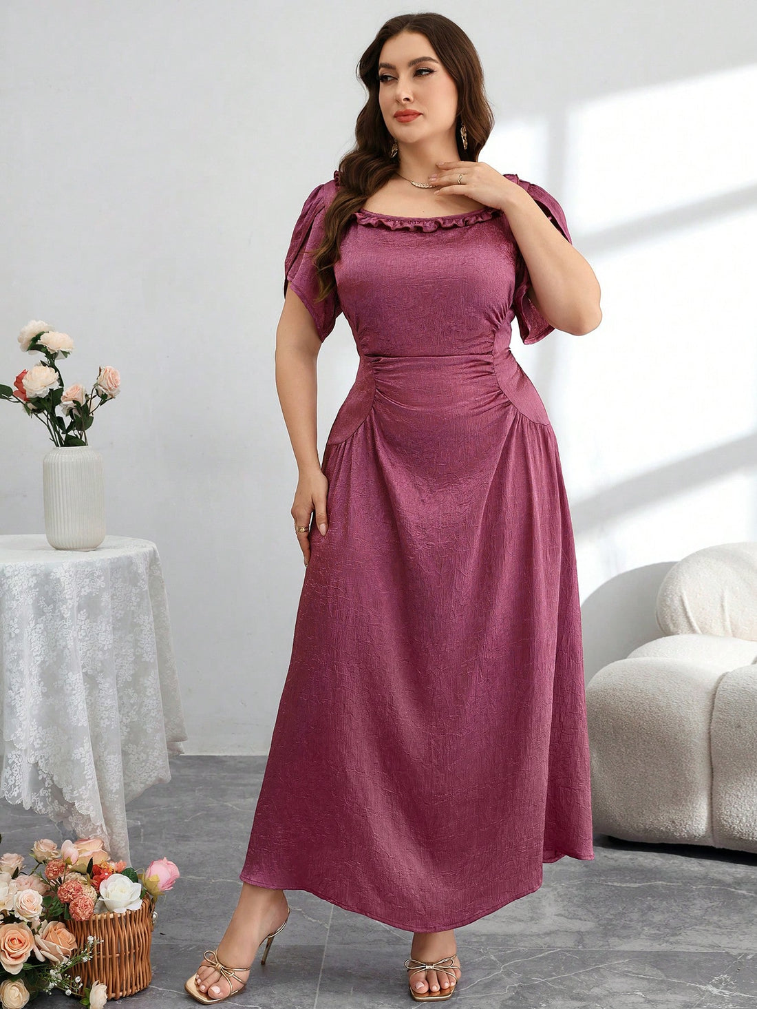 Step out in style with this Elegant Plus Size Asymmetrical Layered Sleeve Long Dress. Designed to flatter your curves, its unique layered sleeves and flowing asymmetrical cut add a touch of drama and sophistication. Whether it’s a special night out or an upscale event, this dress blends luxury fashion with comfort, letting you own every moment with confidence and flair. Turn heads and have fun doing it!