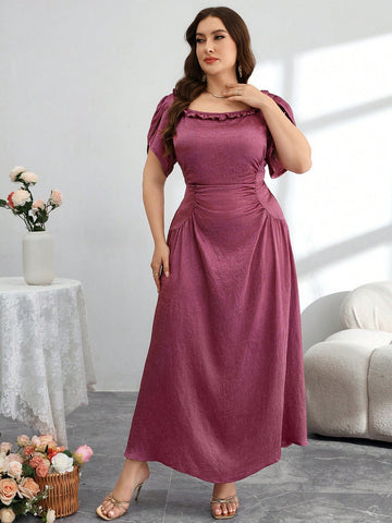 Step out in style with this Elegant Plus Size Asymmetrical Layered Sleeve Long Dress. Designed to flatter your curves, its unique layered sleeves and flowing asymmetrical cut add a touch of drama and sophistication. Whether it’s a special night out or an upscale event, this dress blends luxury fashion with comfort, letting you own every moment with confidence and flair. Turn heads and have fun doing it!