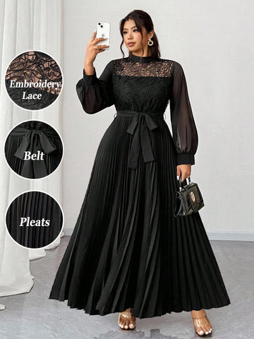 Make a statement in this stunning plus-size maxi dress that's equal parts sophisticated and fun! Featuring intricate 3D embroidered lace detailing and romantic sheer puff sleeves, this autumn-inspired gown is your go-to for weddings, parties, and any occasion calling for elegance. The flowing silhouette flatters beautifully while the rich seasonal tones and dimensional embroidery add that wow factor. Slip into confidence and let your style do the talking!