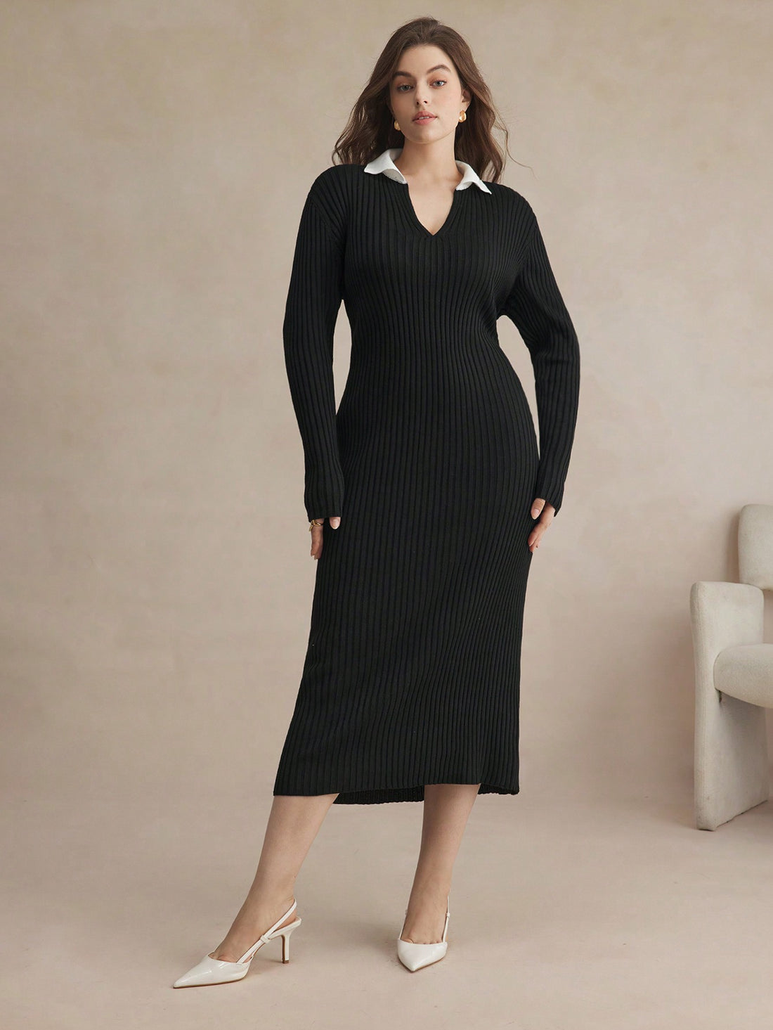 Step into cozy charm with this Elegant Plus Size Autumn Winter Color Block Slim Fitted Sweater Dress. Designed to hug your curves with a flattering fit, its vibrant color blocks add a fun twist to chilly days. Perfect for layering or wearing solo, this dress keeps you warm while turning heads wherever you go. Embrace comfort and style in one playful package!