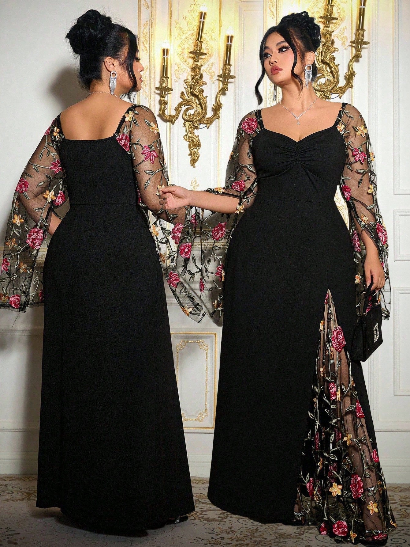 Step into the spotlight with this Elegant Plus Size Black Floral Embroidered Bodycon Dress, perfect for spring and autumn parties. Its flattering silhouette hugs your curves while the delicate floral embroidery adds a charming touch of whimsy. Designed to keep you comfortable yet stylish, this dress lets you celebrate every season with confidence and flair. Get ready to dance, mingle, and turn heads effortlessly!